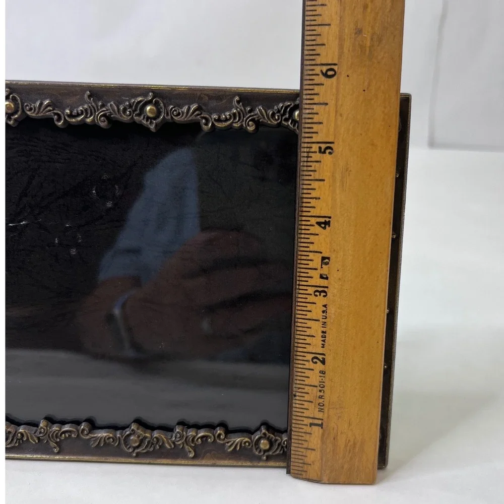 Ornate Baroque Bronze Metal 5x7 Picture Frame Raised Rose Floral Scroll